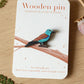 European roller pin - wooden bird brooch