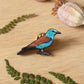 European roller pin - wooden bird brooch