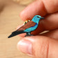 European roller pin - wooden bird brooch