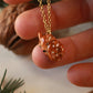 Sleeping Fawn necklace in a walnut box