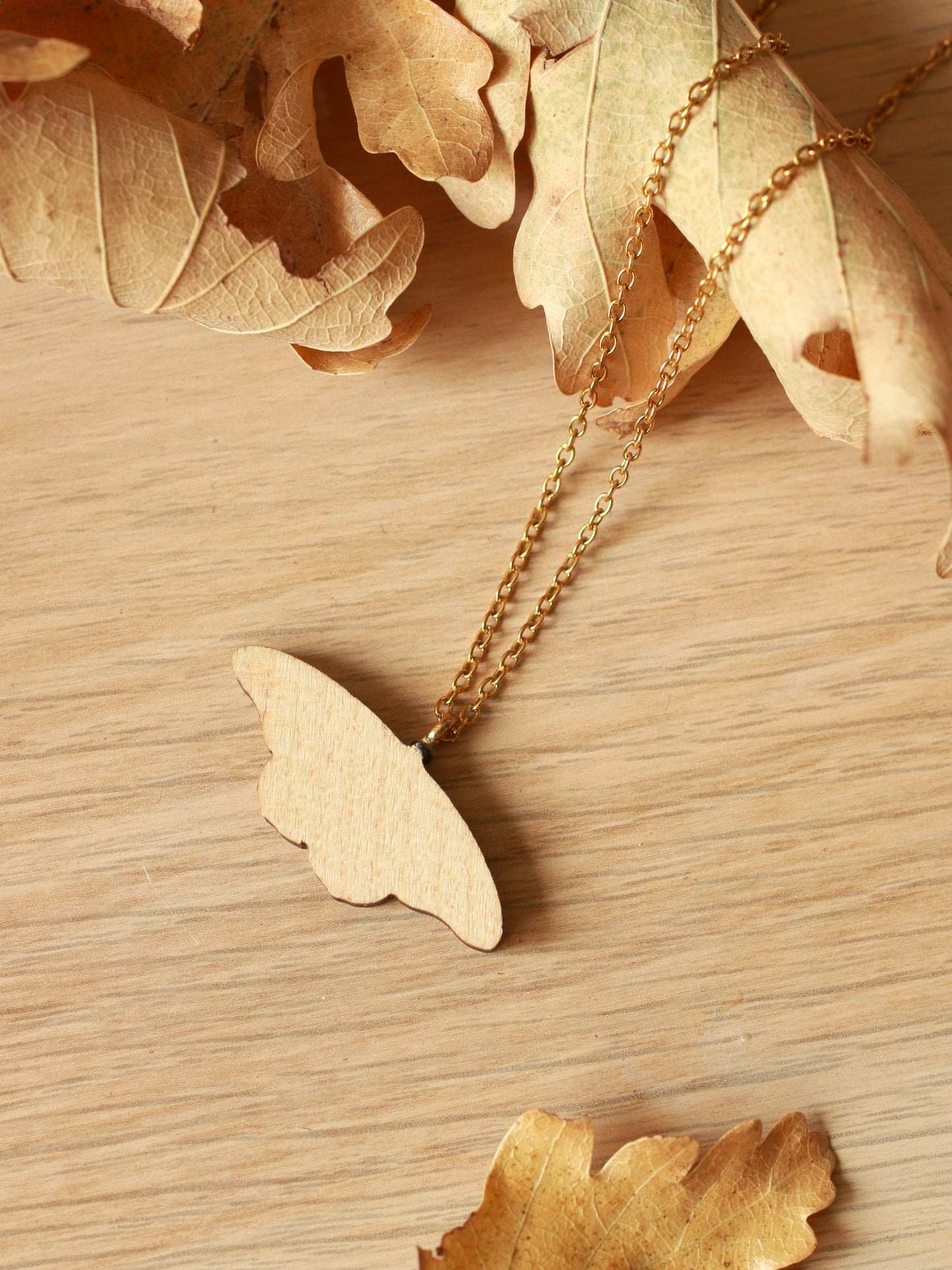 Monarch butterfly - wooden necklace