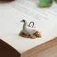 Ceramic Swan necklace - 22k gold details