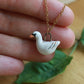 Ceramic Swan necklace - 22k gold details