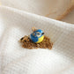 Blue tit necklace - 22k gold details