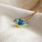 Blue tit necklace - 22k gold details