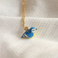 Blue tit necklace - 22k gold details