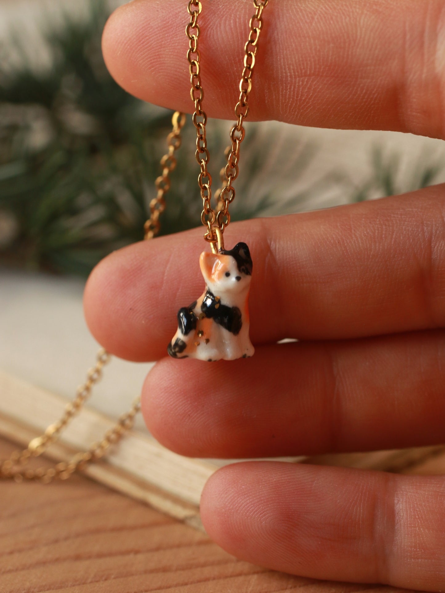 Calico cat necklace