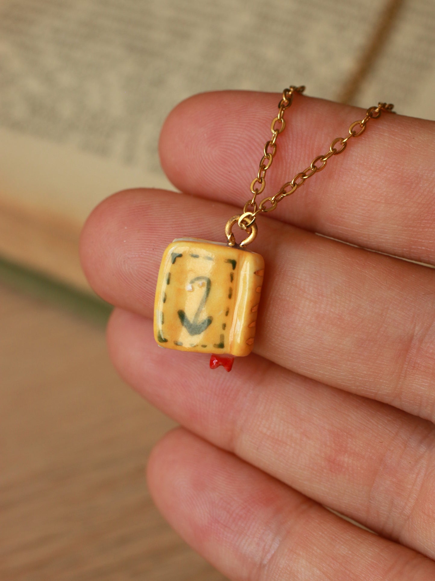 Flower book necklace - Yellow book