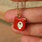 Red flower book necklace