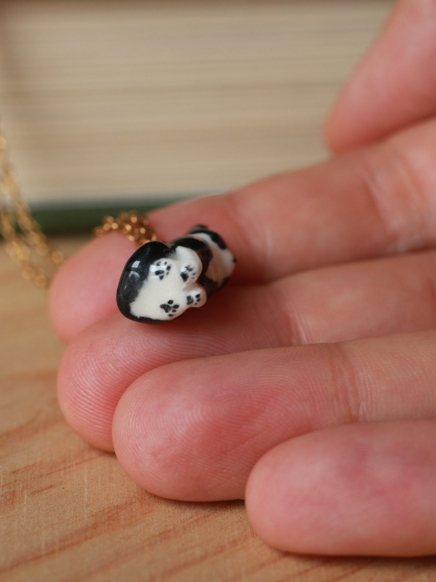 Tuxedo cat necklace