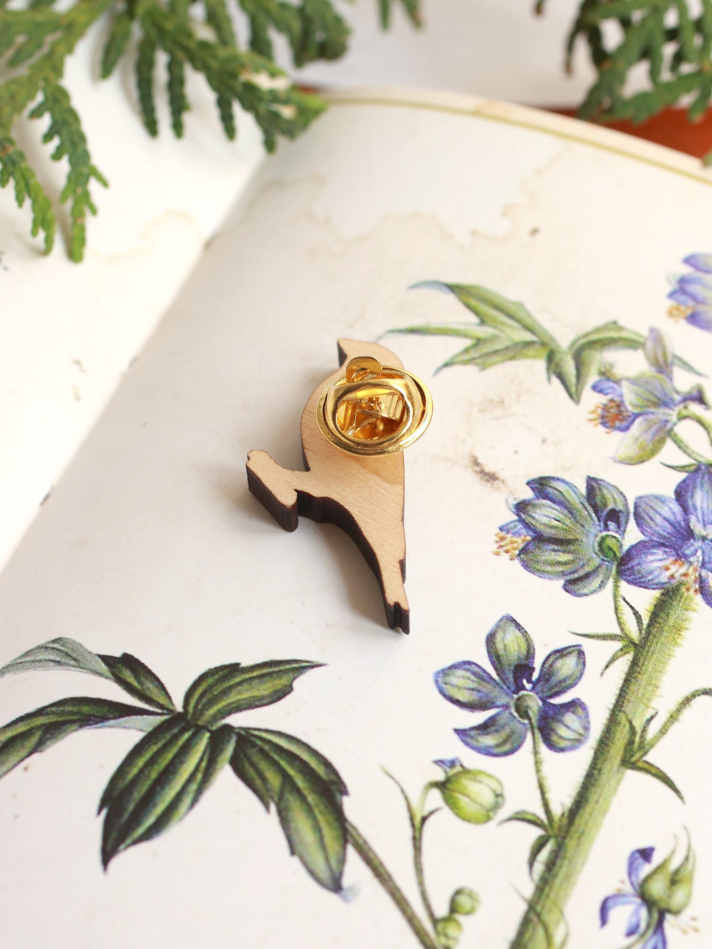 Greenfinch pin - wooden Greenfinch brooch