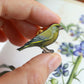 Greenfinch pin - wooden Greenfinch brooch