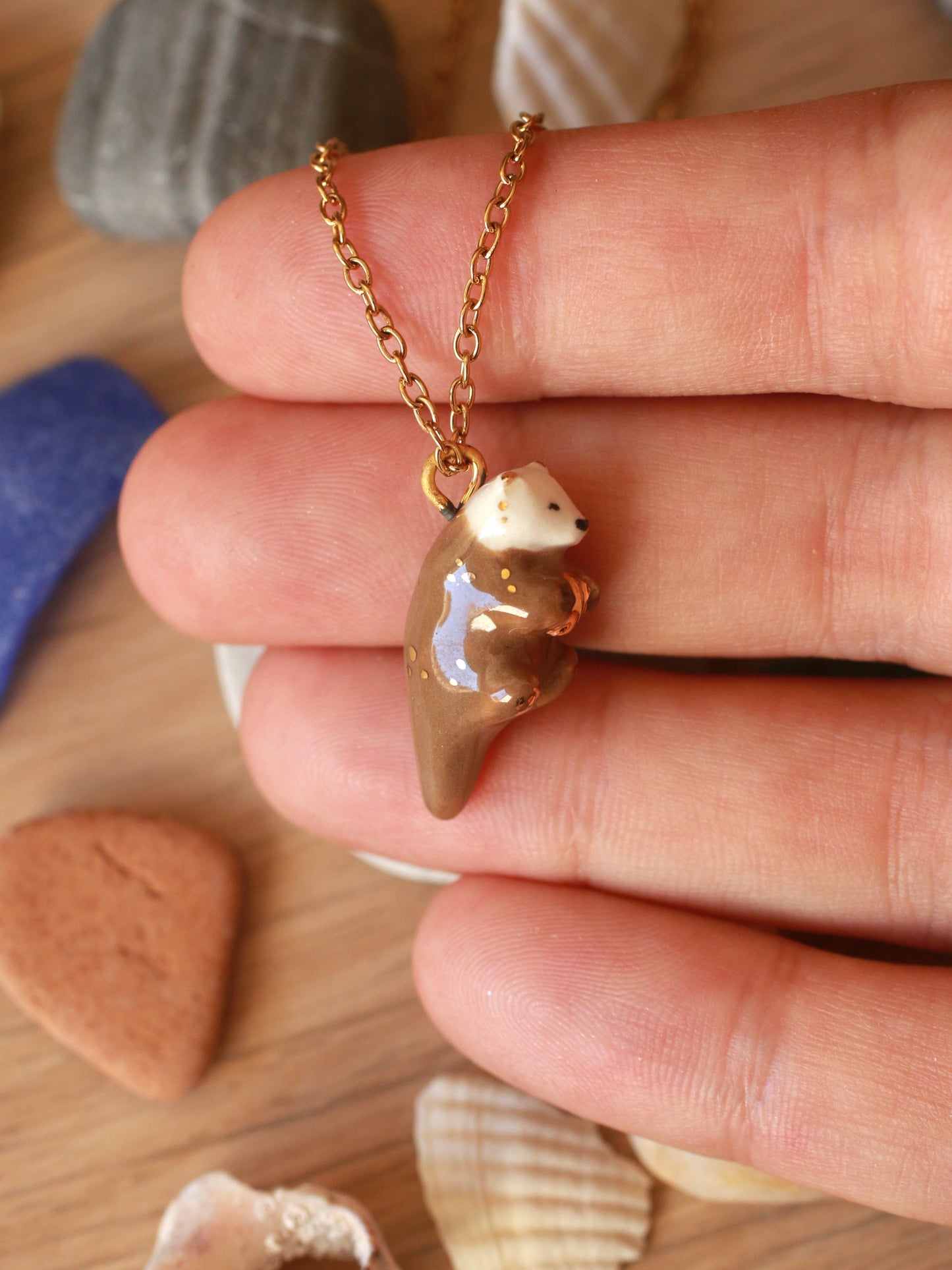 Sea Otter necklace - 22k gold details