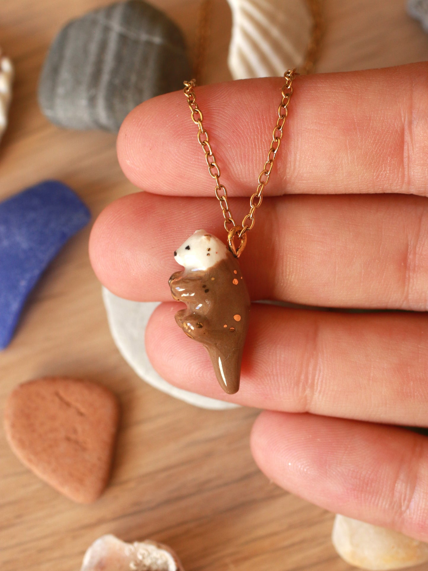 Sea Otter necklace - 22k gold details