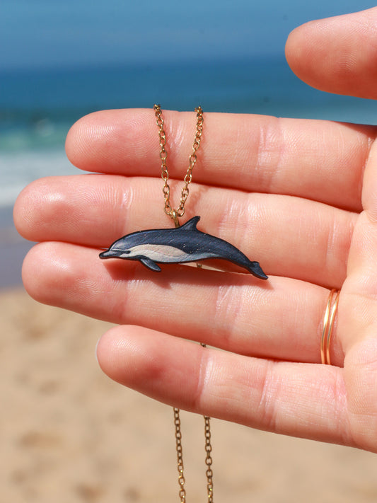 Wooden dolphin necklace