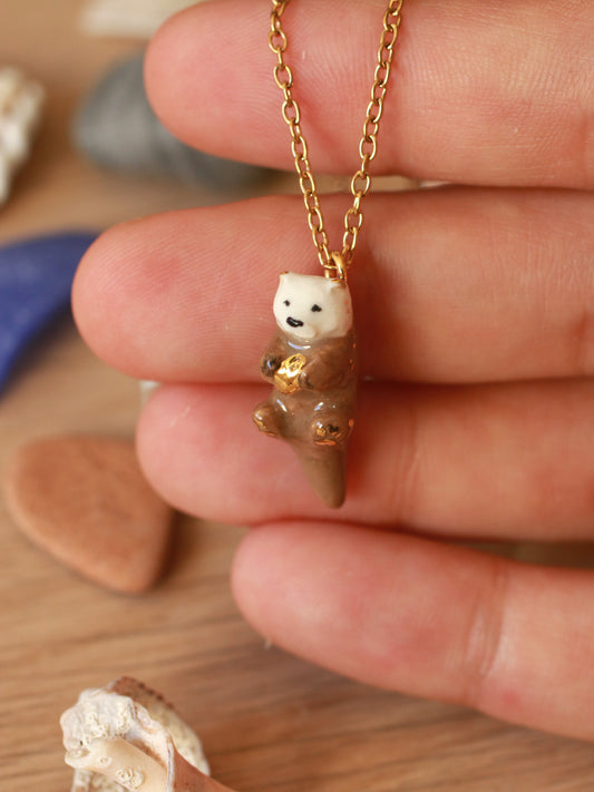 Sea Otter necklace - 22k gold details