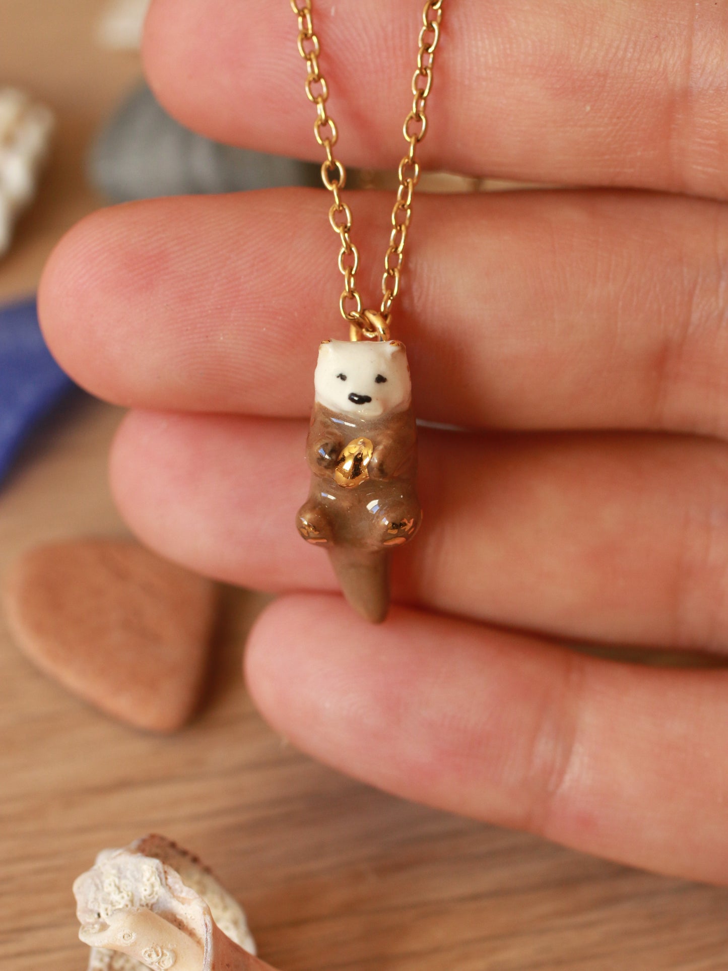 Sea Otter necklace - 22k gold details