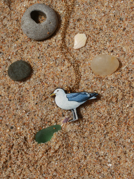 Seagull necklace - wooden Seagull pendant