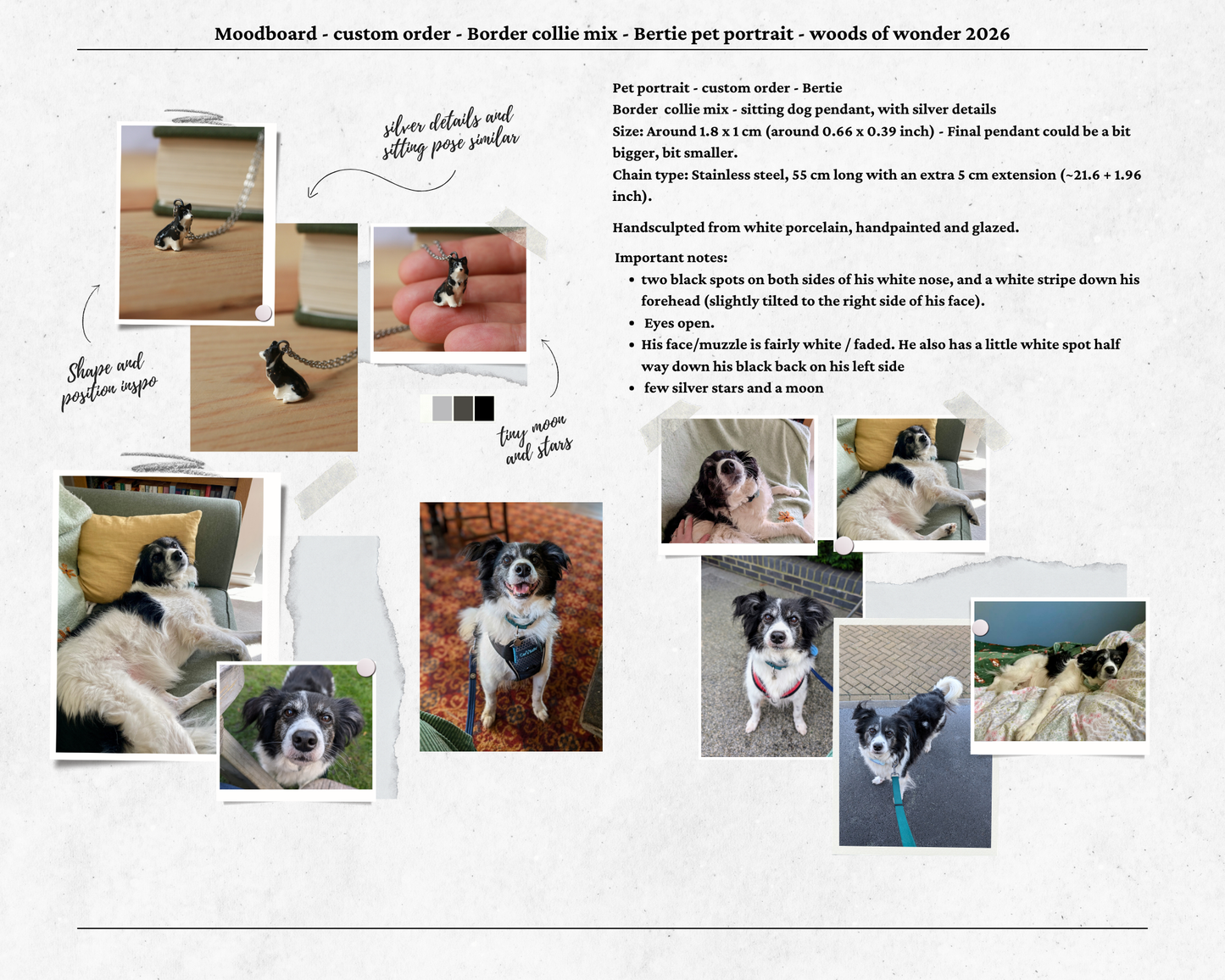 Reserved for Hannah - Custom order - Pet portrait necklace