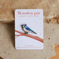 Blue jay pin - wooden bird pin