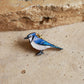 Blue jay pin - wooden bird pin