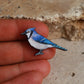 Blue jay pin - wooden bird pin