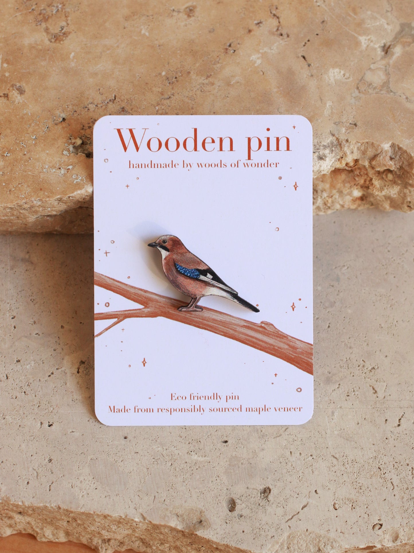 Jay pin - wooden bird pin