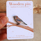 Jay pin - wooden bird pin
