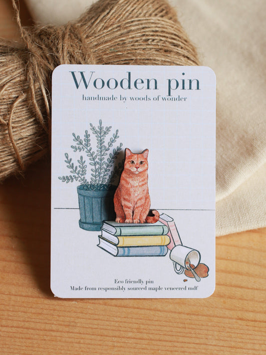 Orange tabby cat pin