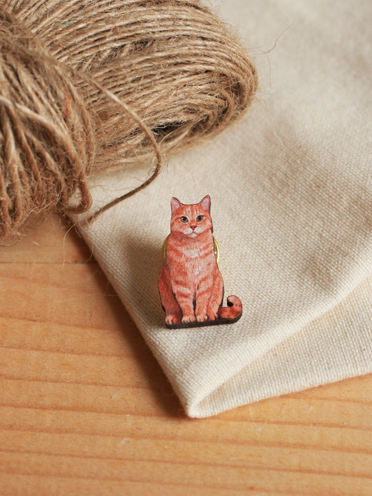 Orange tabby cat pin