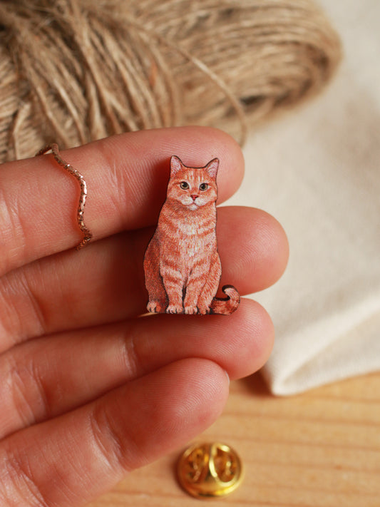 Orange tabby cat pin