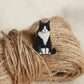 Tuxedo cat pin - wooden pin