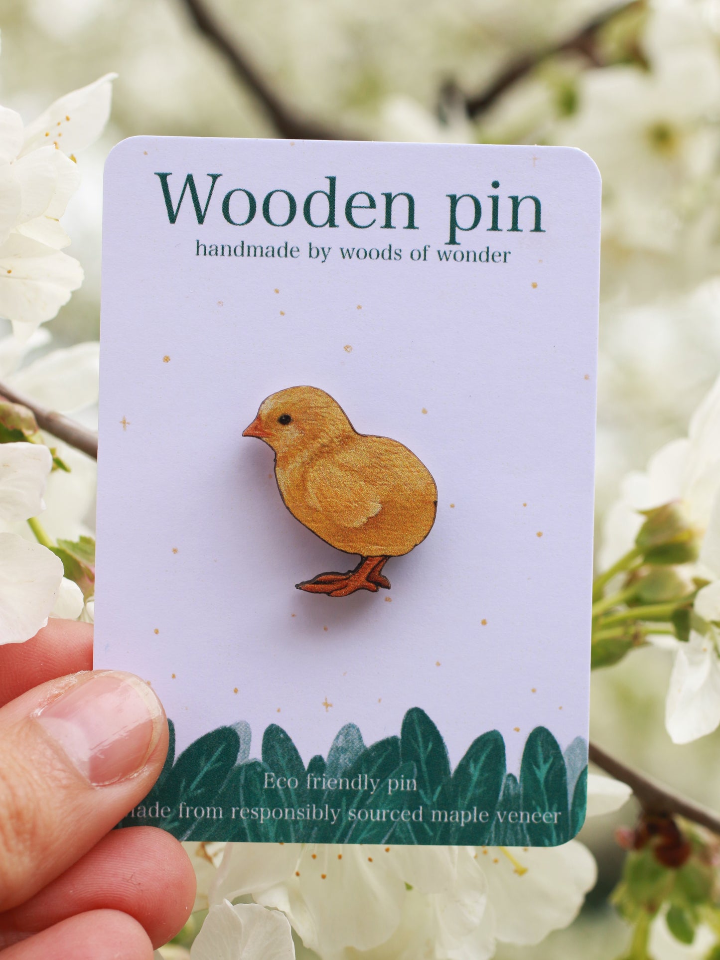 Chick pin - wooden chicken pin