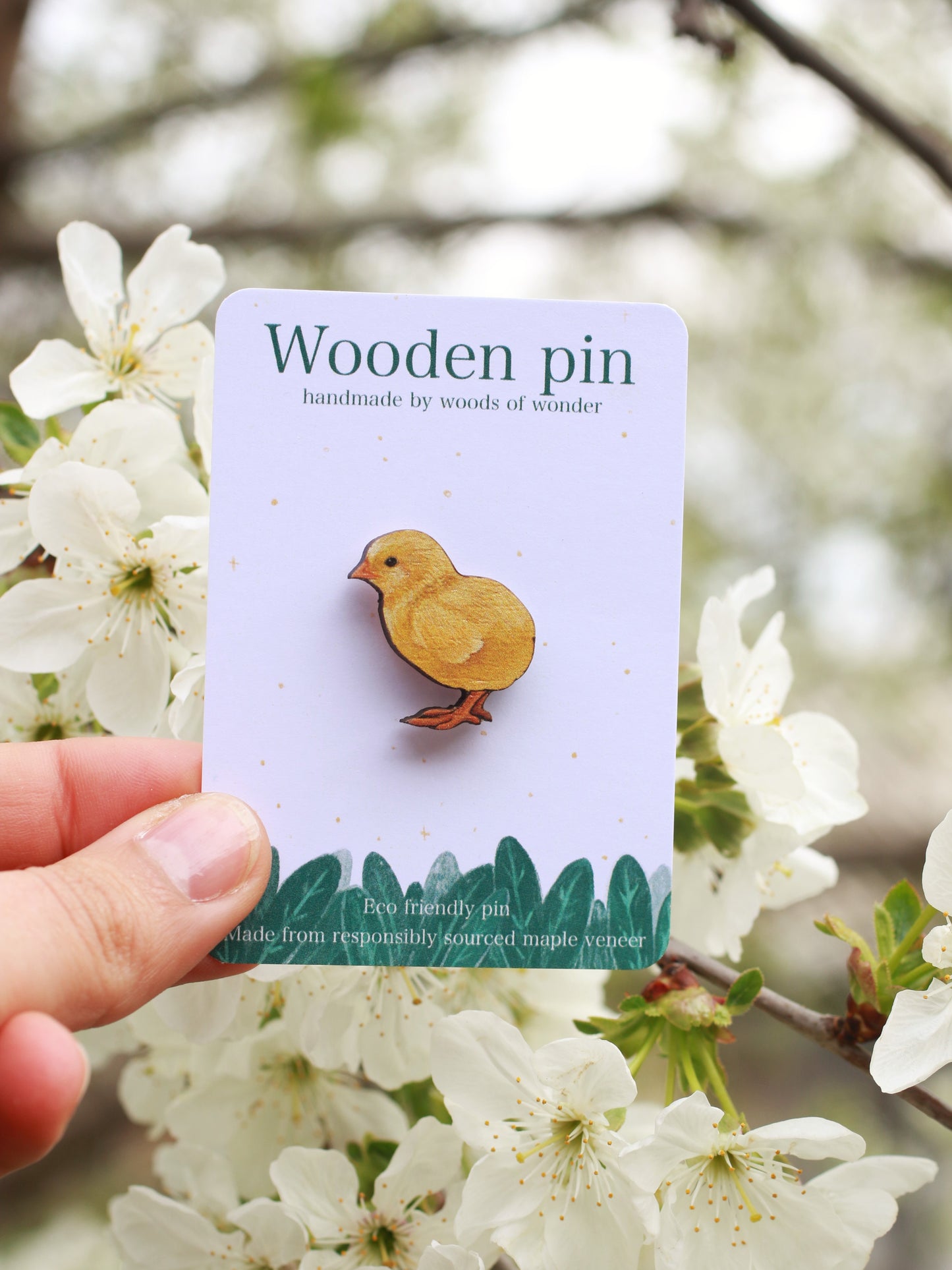 Chick pin - wooden chicken pin