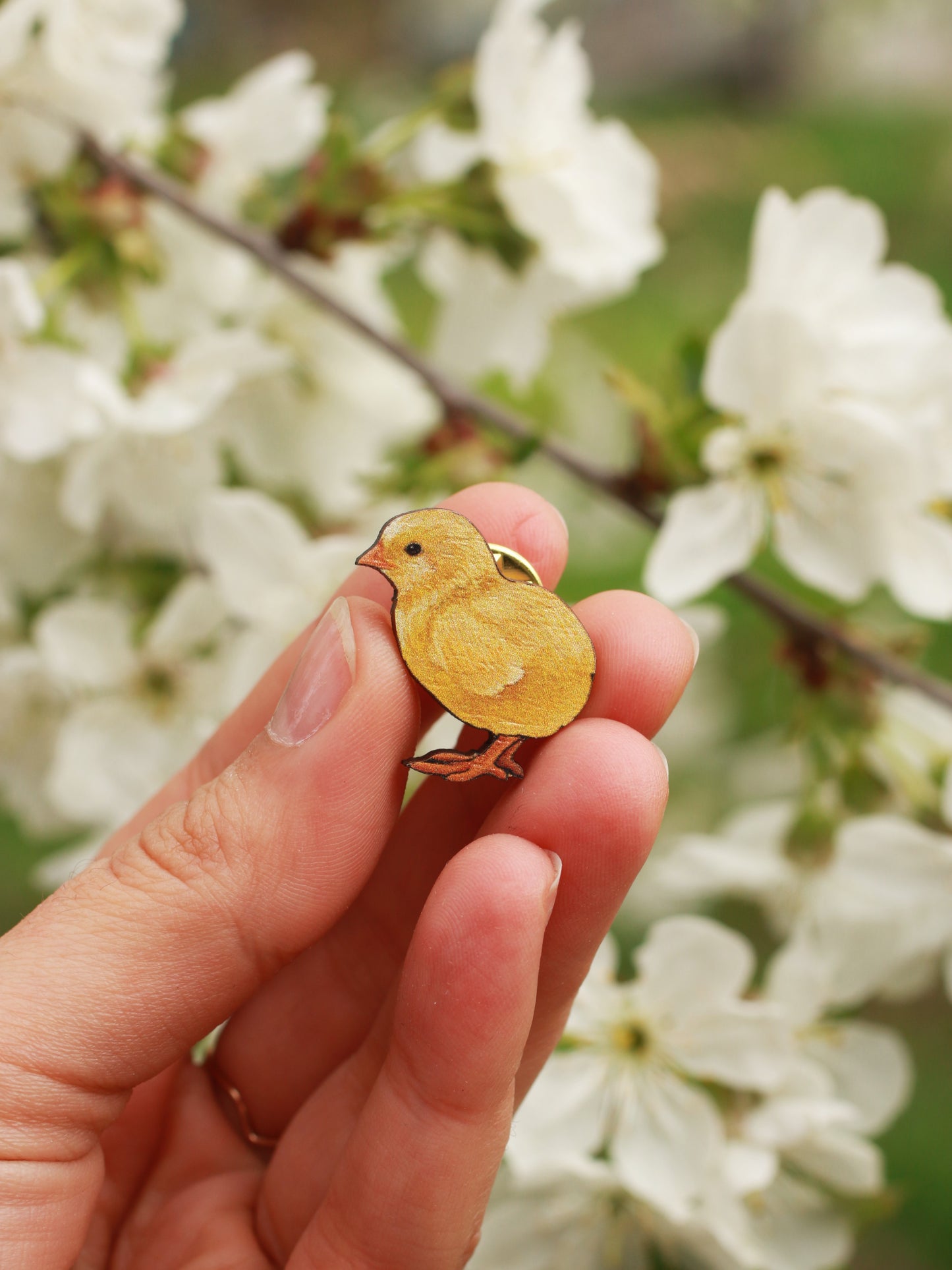 Chick pin - wooden chicken pin