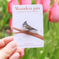 Crested tit pin - wooden bird pin