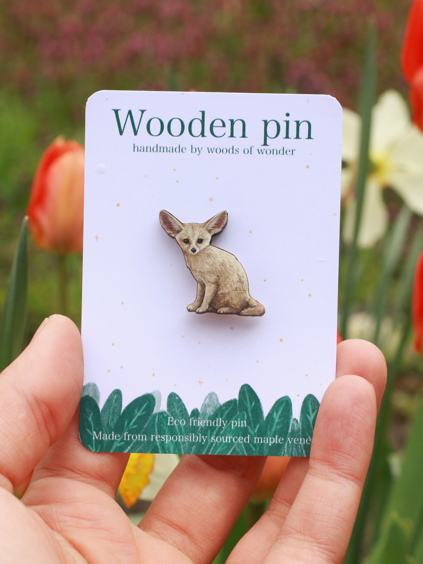 Fennec fox wooden pin