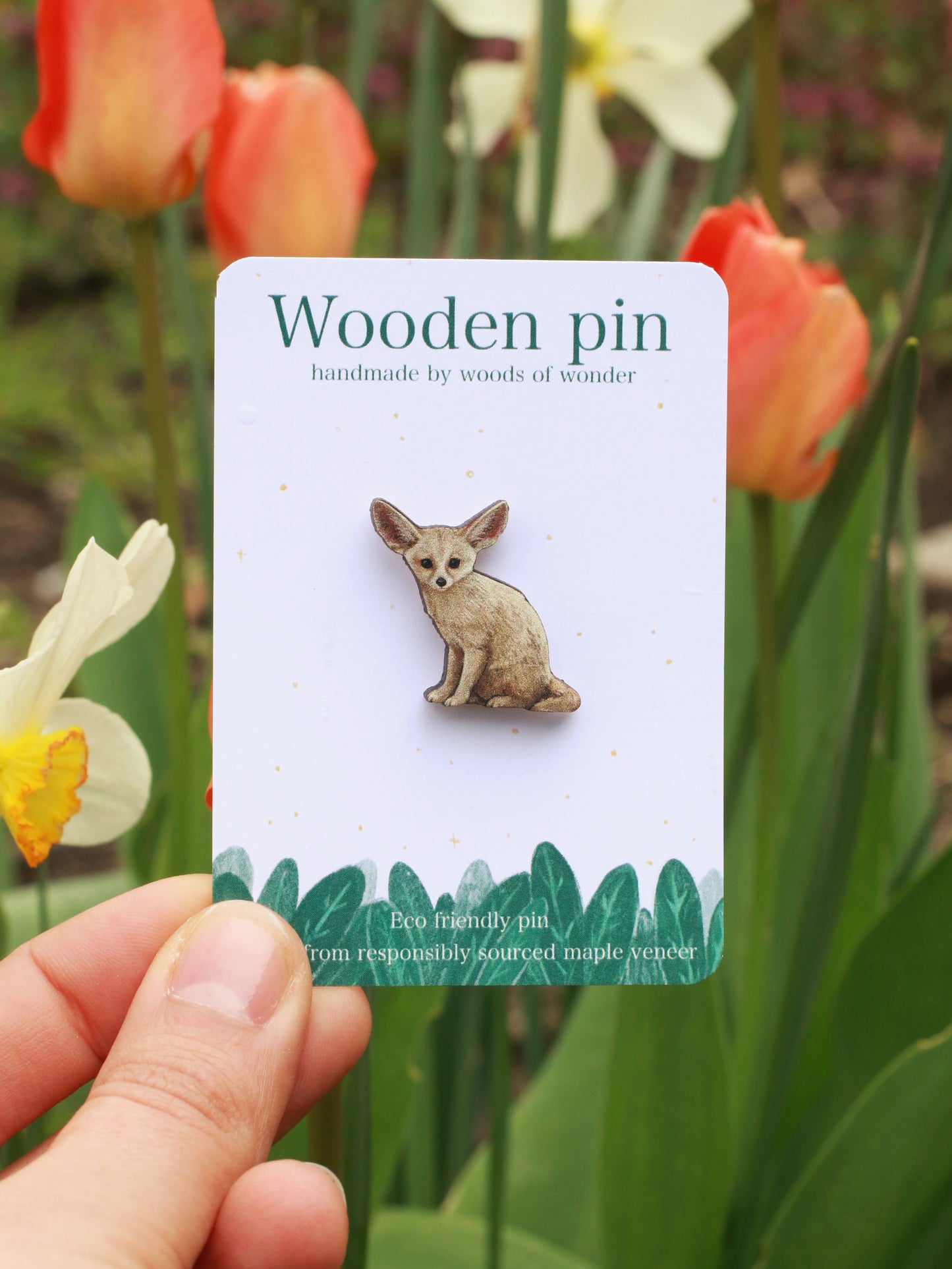 Fennec fox wooden pin