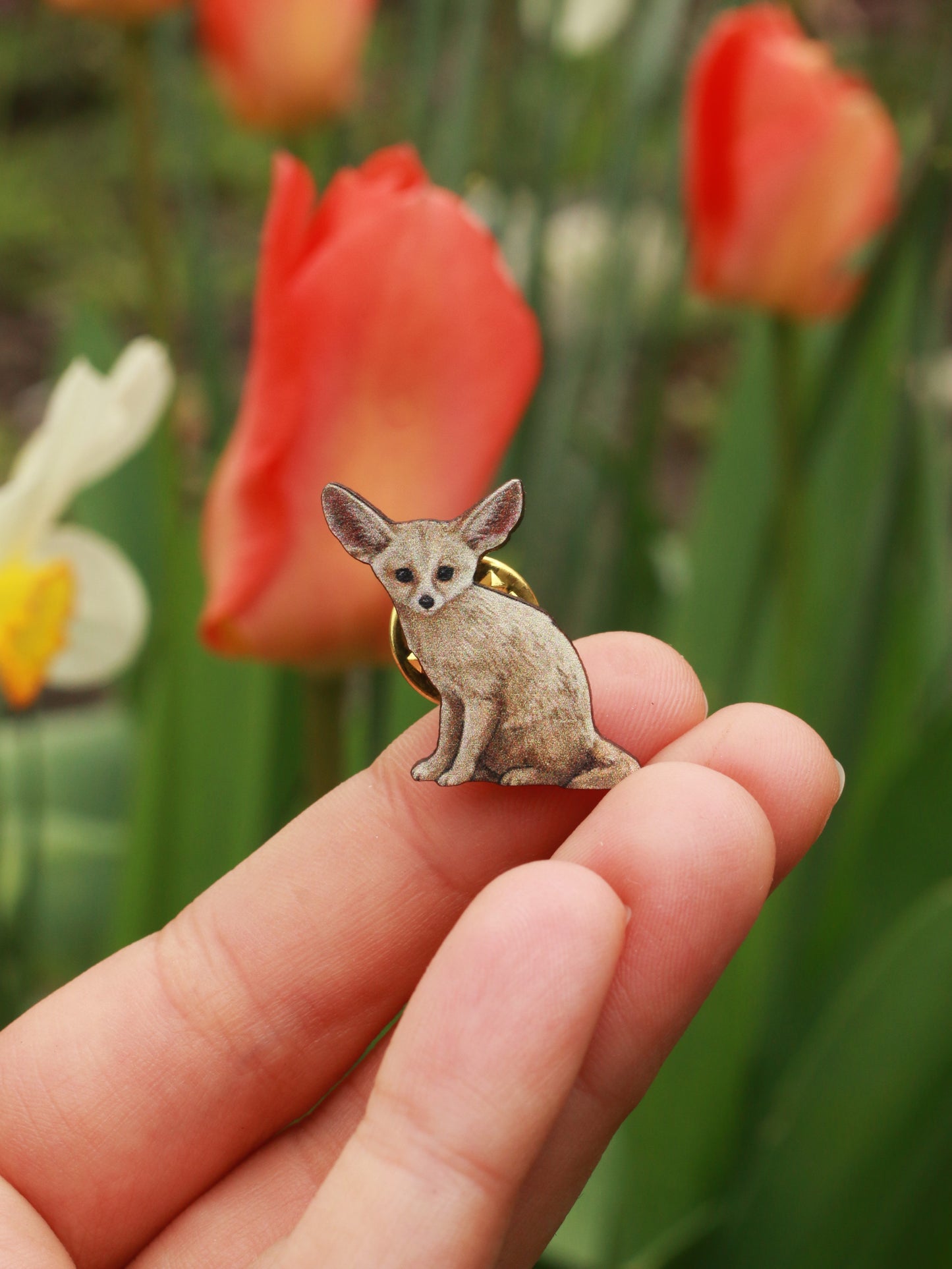 Fennec fox wooden pin