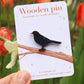 Black bird pin - wooden bird pin