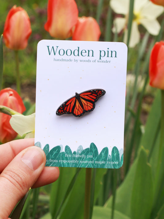 Monarch butterfly - wooden pin