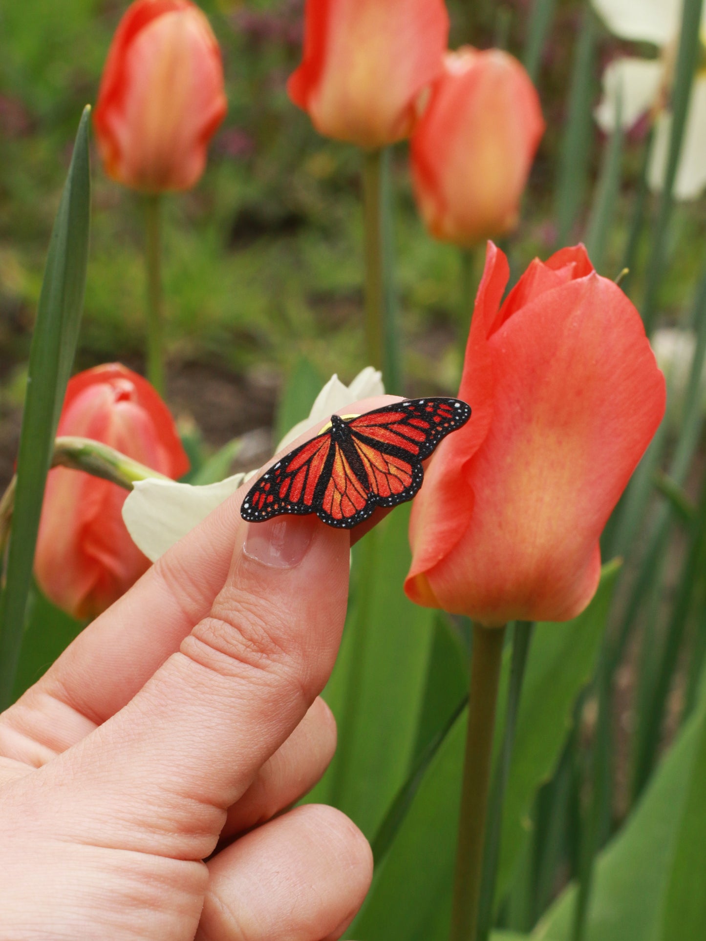 Monarch butterfly - wooden pin