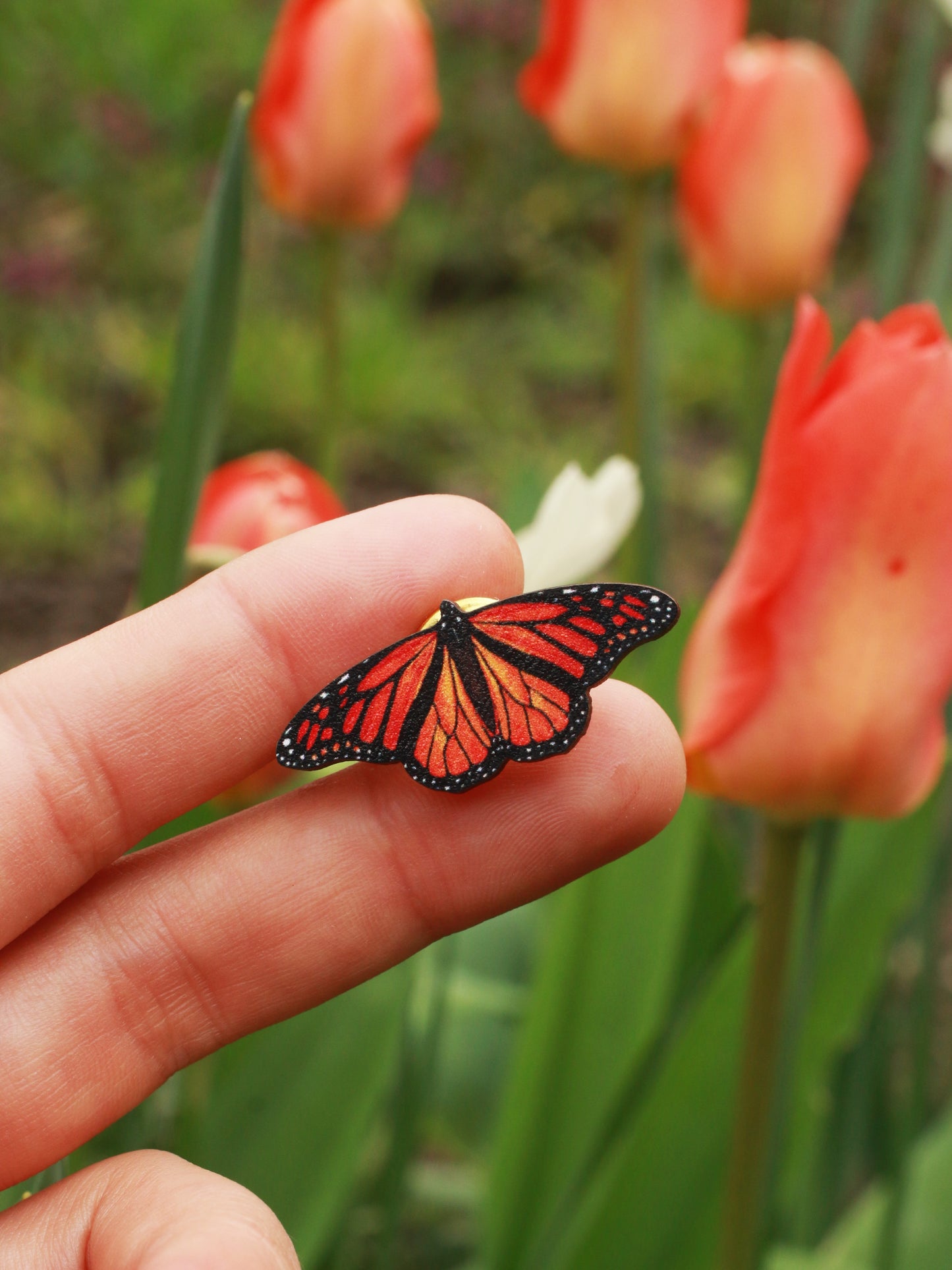 Monarch butterfly - wooden pin