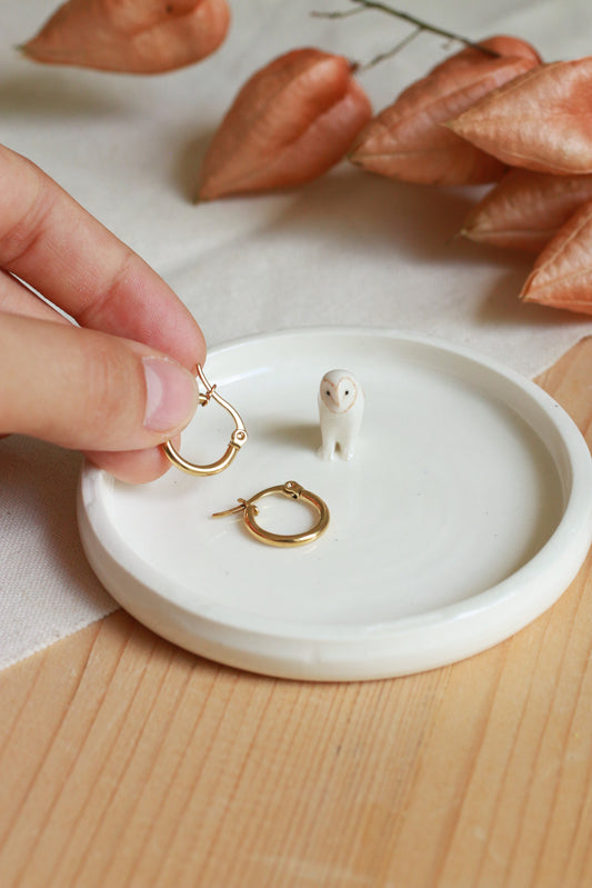 Barn owl Ring Dish / Jewelry Dish / Ceramic Trinket Dish