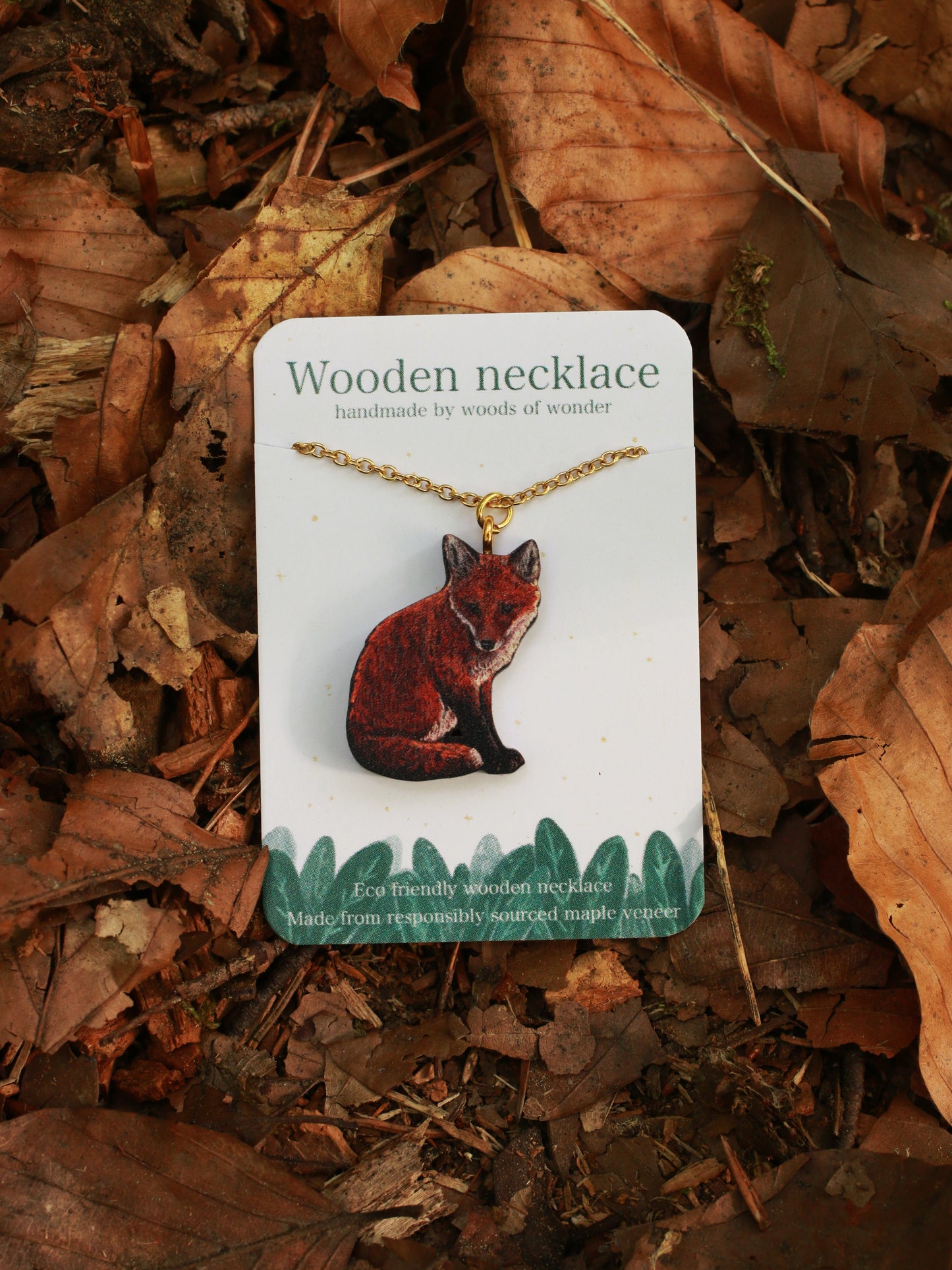 Fox cub - wooden necklace