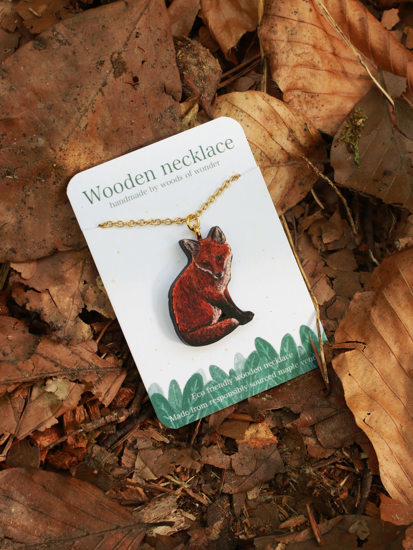 Fox cub - wooden necklace