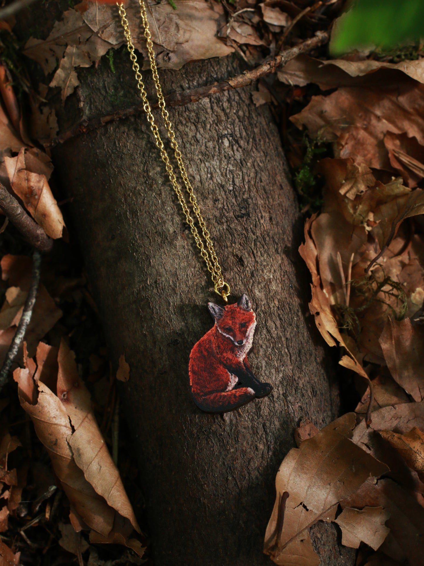 Fox cub - wooden necklace