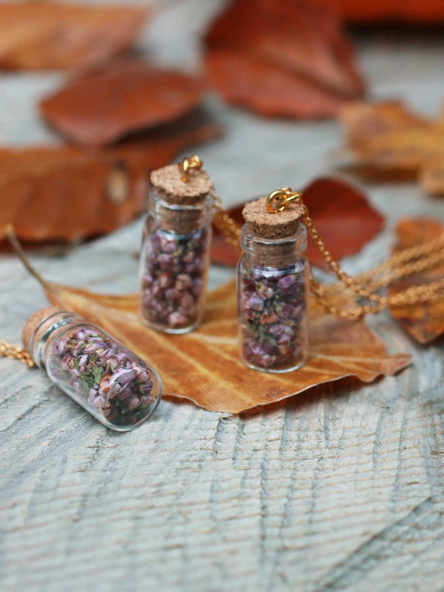 Heather in a bottle necklace - Real heather flower from Scotland