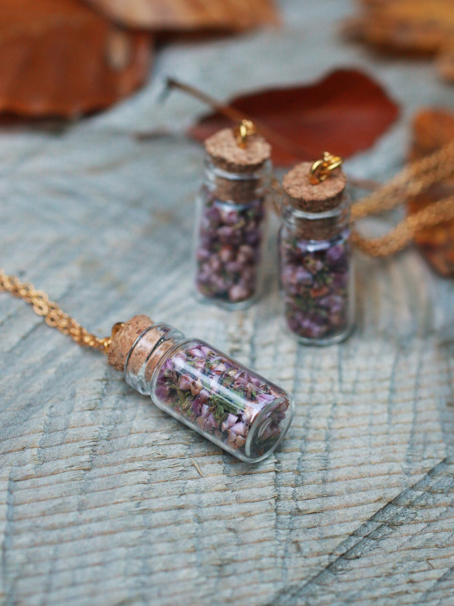 Heather in a bottle necklace - Real heather flower from Scotland