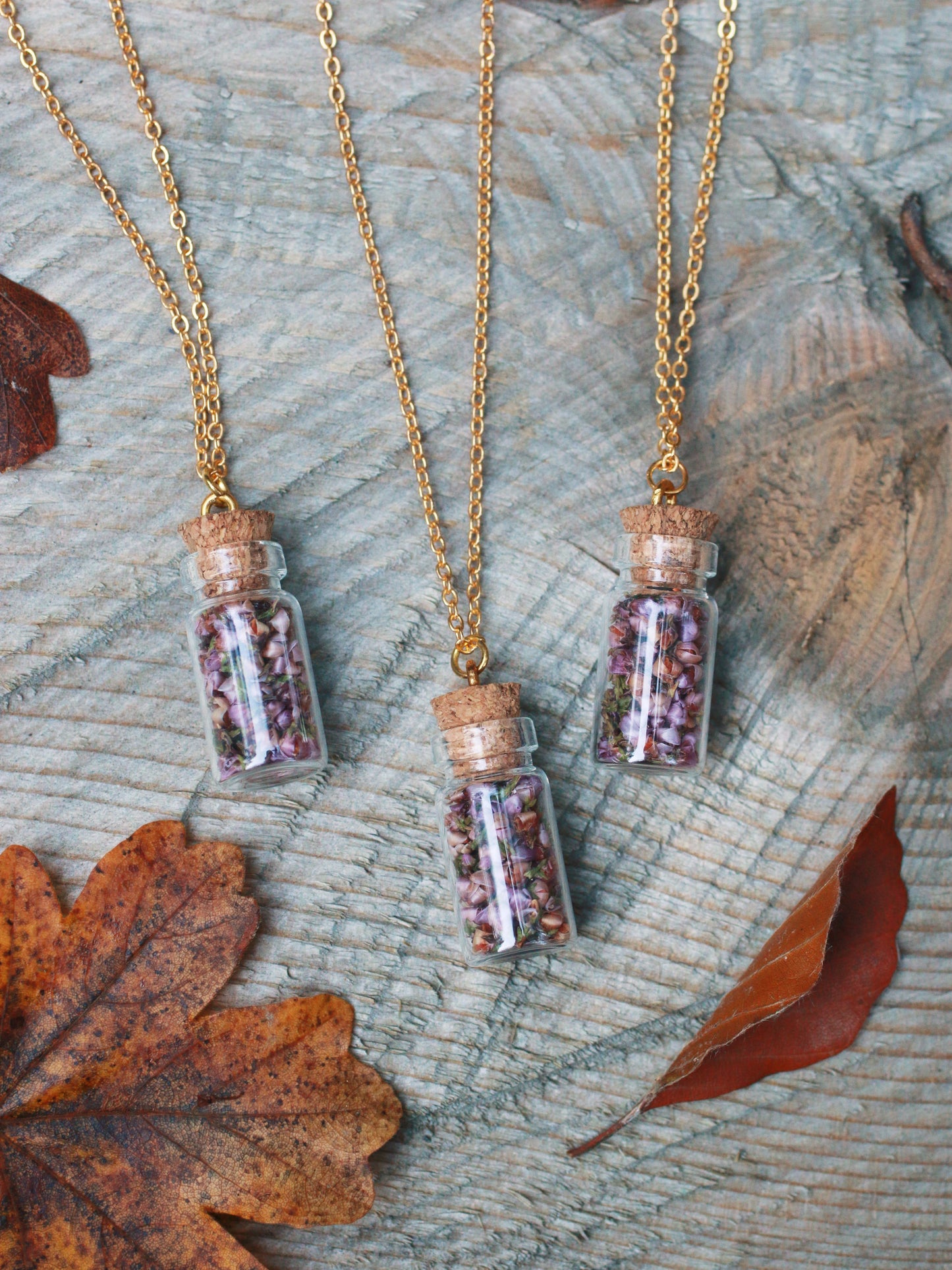 Heather in a bottle necklace - Real heather flower from Scotland